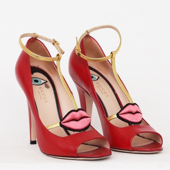 Gucci Shoes - GUCCI X DISNEY Molina Lips Applique Strap Heels in Red Sz 11 US